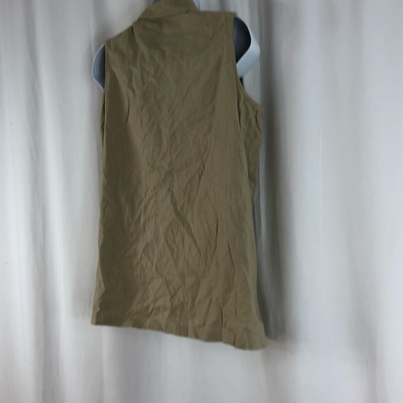Objects Gold textured Silk button front collared sleeveless shirt pockets NWT S - Picture 4 of 15